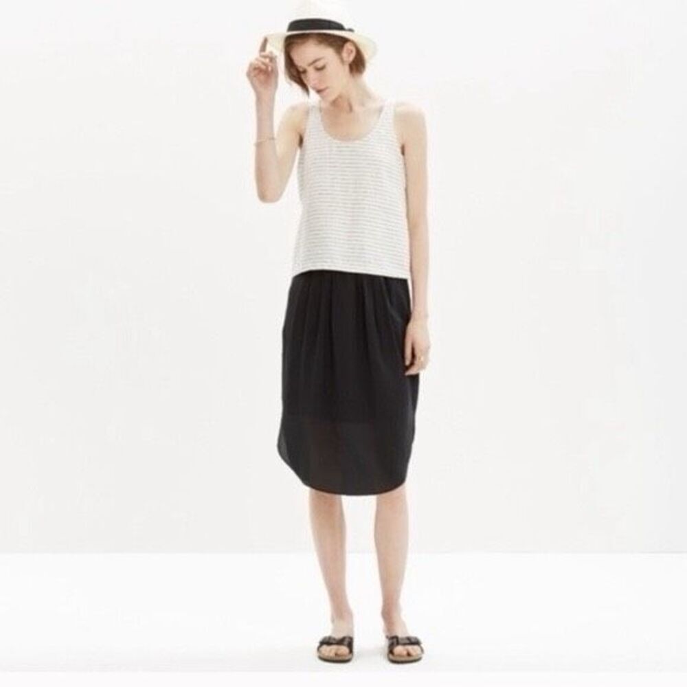 Madewell Womens Black 100% Silk Island Midi Pencil Skirt Black Pockets XS - Picture 2 of 10